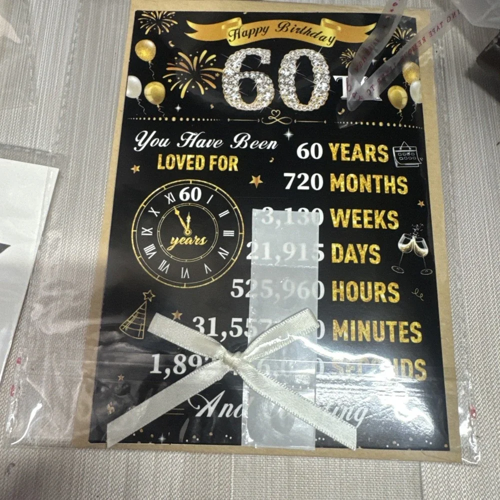 Happy 60th Birthday Decorations For Women, 9 pcs White And Gold Birthday Deco...